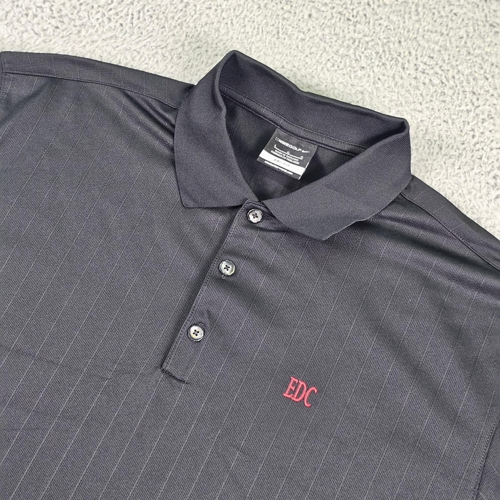 Nike Golf Polo Shirt Mens Large Gray Dri-FIT EDC Monogram Swoosh 244620-010